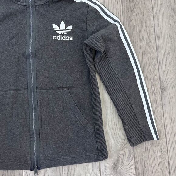 Adidas Men Size M Gray Original Curated Q3 Trefoil Cotton Hoody Full Zip Sweater - Picture 5 of 7